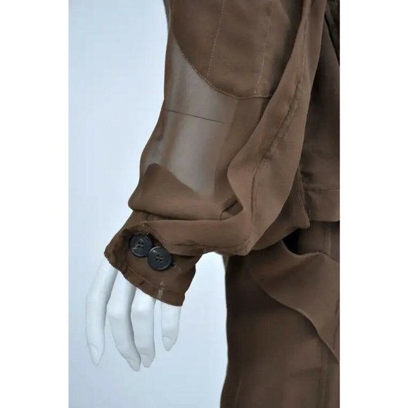 S/S 2002 Vintage Tom Ford for Yves Saint Laurent cognac silk safari suit - Picture 7 of 9